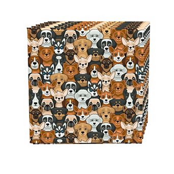 Napkin Set, 100% Polyester, Set of 4, 18x18", Cheerful Dogs