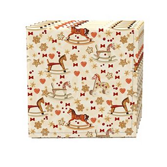 Napkin Set, 100% Polyester, Set of 4, 18x18", Vintage Rocking Horses