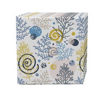 Napkin Set, 100% Polyester, Set of 4, 18x18", Winter Swirls and Twirls