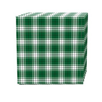 Napkin Set, 100% Polyester, Set of 4, 18x18", Christmas Green Plaid