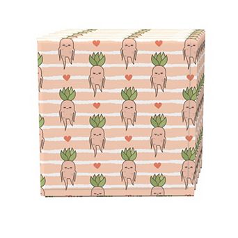 Napkin Set, 100% Polyester, Set of 4, 18x18", Mandrake Stripe