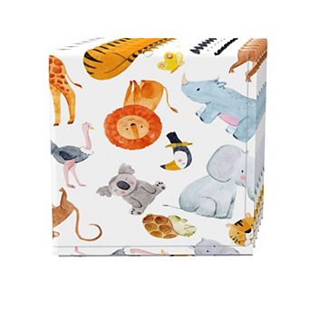 Napkin Set of 4, 100% Cotton, 20x20", Safari Animals Watercolor