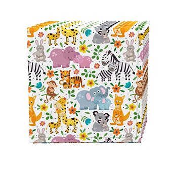 Napkin Set, 100% Polyester, Set of 4, 18x18", Wild Life Cartoon Animals