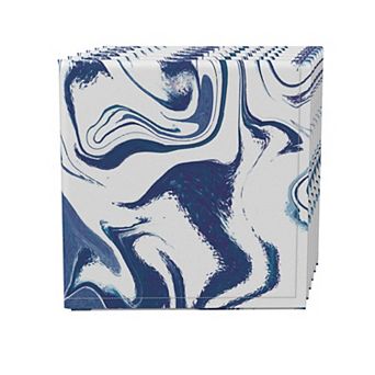 Napkin Set, 100% Polyester, Set of 4, 18x18", Blue Marble