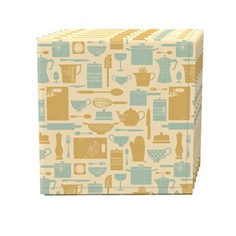 Napkin Set, 100% Polyester, Set of 4, 18x18", Vintage Kitchen