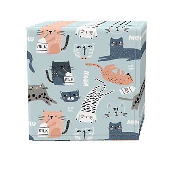 Napkin Set, 100% Polyester, Set of 4, 18x18", Cats Background