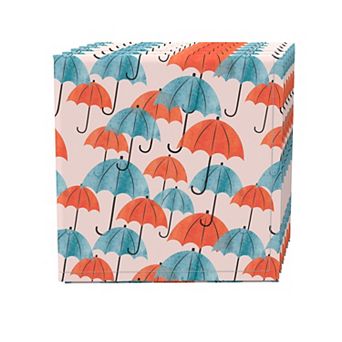 Napkin Set, 100% Polyester, Set of 4, 18x18", Umbrellas Up