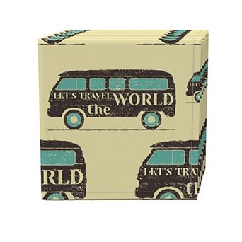 Napkin Set, 100% Polyester, Set of 4, 18x18", Vintage Lets Travel
