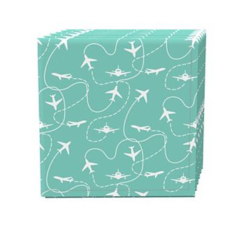 Napkin Set, 100% Polyester, Set of 4, 18x18", Airplane Travels