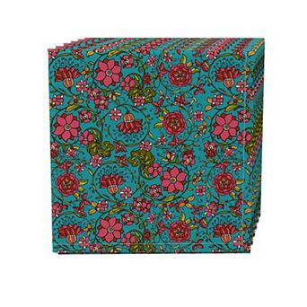 Napkin Set of 4, 100% Cotton, 20x20", Floral 40