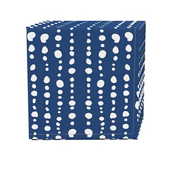 Napkin Set, 100% Polyester, Set of 4, 18x18", Dots in Stripes