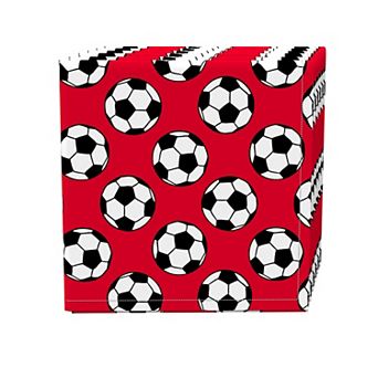 Napkin Set of 4, 100% Cotton, 20x20", Soccer Balls Red