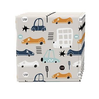 Napkin Set, 100% Polyester, Set of 4, 18x18", Doodle Cars