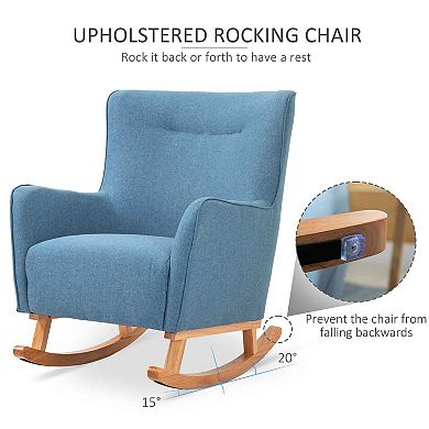 Traditional Style Rocking Armchair Single Seater With Winged Back And Armrests