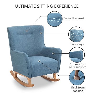 Traditional Style Rocking Armchair Single Seater With Winged Back And Armrests