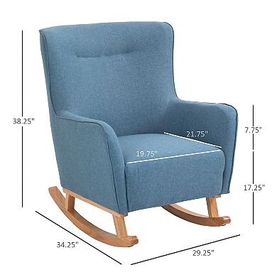 Traditional Style Rocking Armchair Single Seater With Winged Back And Armrests