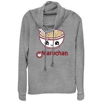 Juniors' Maruchan Kawaii Baby Bowl Cowlneck Graphic Lightweight Long Sleeve