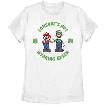 Juniors' Nintendo Mario Not Wearing Green St. Patrick's Day Graphic Tee