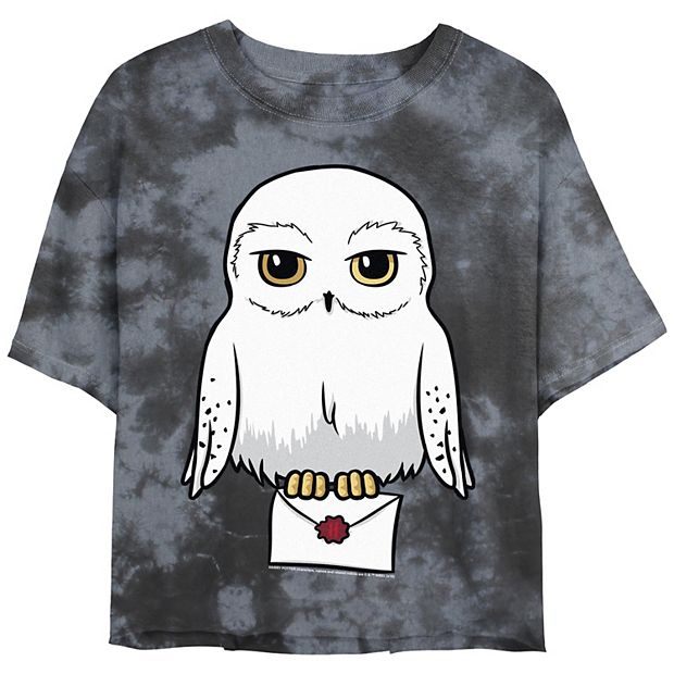 Juniors' Harry Potter Hedwig Cartoon Portrait Mineral Wash Graphic Tee