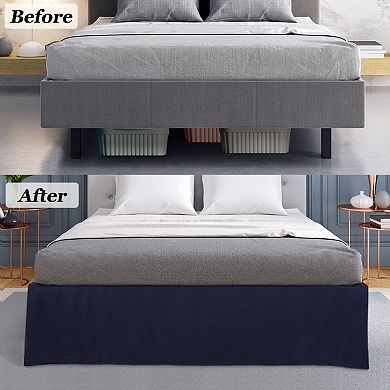 Pleated Bed Skirt Classic Tailored Styling Ruffled 16" Drop Queen(60"x80")