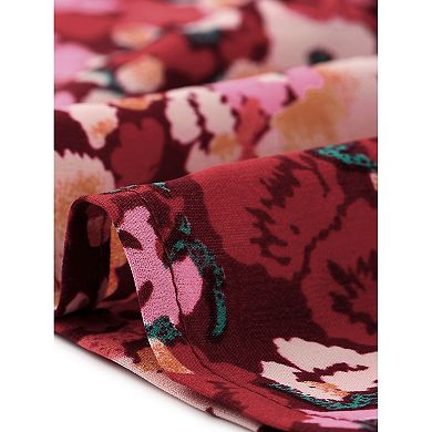 Women's Plus Size Babydoll Blouse Square Neck 3/4 Sleeve Floral Peplum Tops