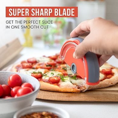 Chef Pomodoro Pizza Cutter Wheel With Protective Cover Blade Guard, 4-in Super Sharp Slicer (orange)