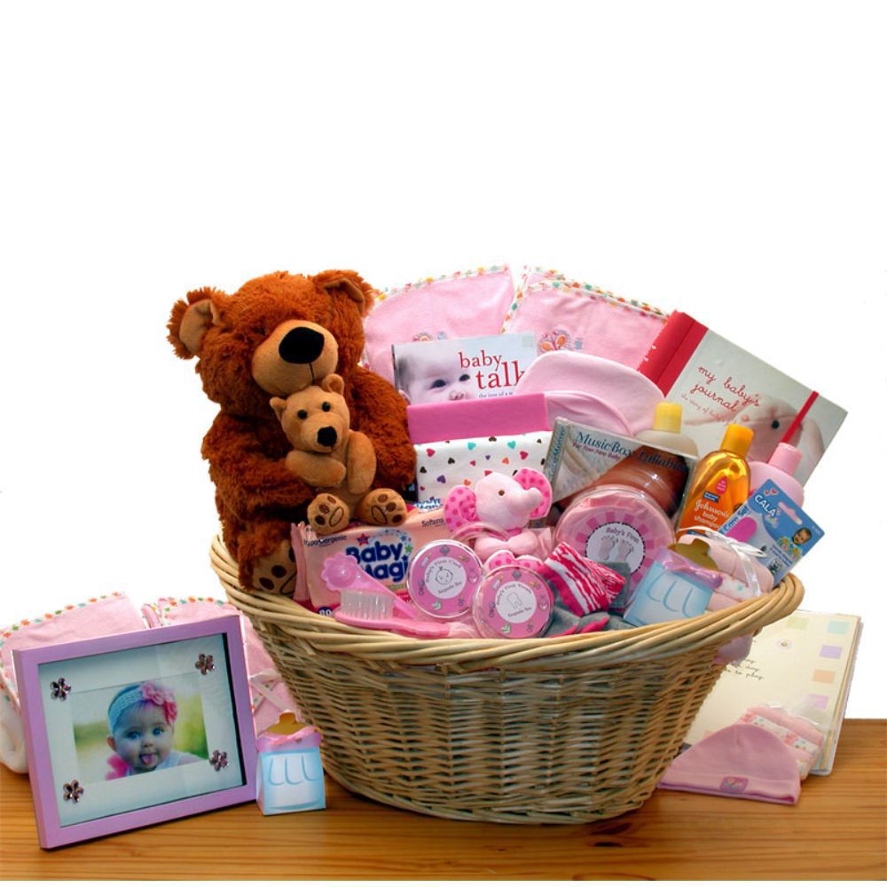 Simply The Baby Basics New Baby Gift Basket -Pink - baby bath set