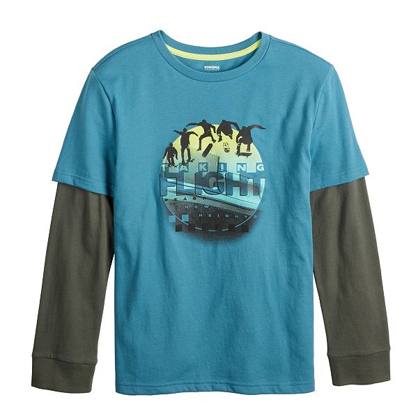 Boys 8-20 Sonoma Goods For Life® Long Sleeve Layered Skater Tee in Reg ...