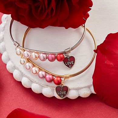 Luca + Danni I Love You Scarlet Ombre Crystal & Simulated Pearl Bangle Bracelet