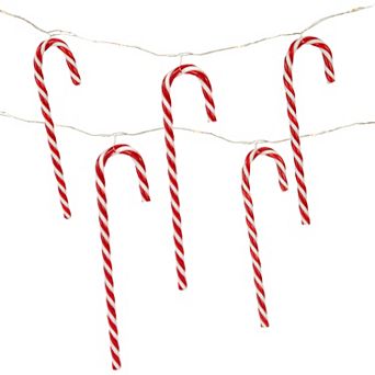 10-Count LED Candy Cane Micro Fairy Christmas Light Set 4.5ft Clear Wire