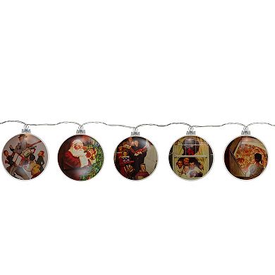 Set of 5 Norman Rockwell Glass Christmas Disc Lights