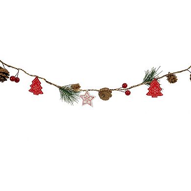 20-Count LED Tree Stars and Pine Christmas Garland Light Set 6ft Clear Wire