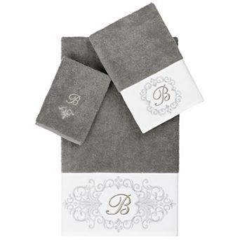 Linum Home Textiles Turkish Cotton Monica 3 pc Initial Embellished Towel Set