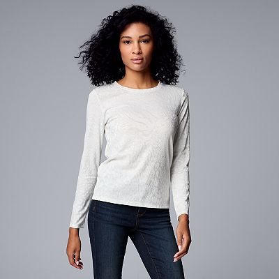 Women s Simply Vera Vera Wang Long Sleeve Crew Neck Tee