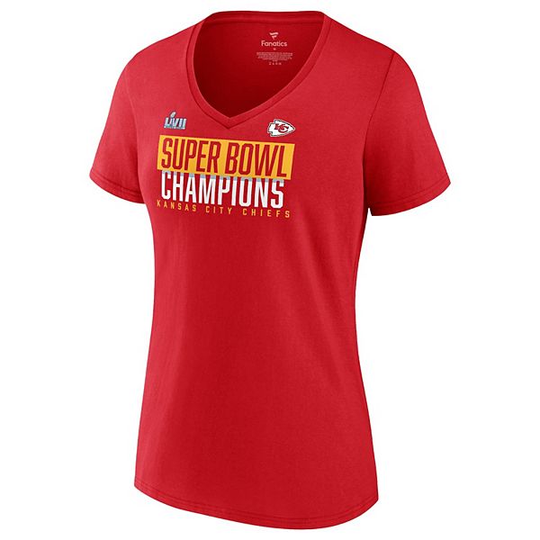 Women's Kansas City Chiefs Super Bowl LVII Champions V-Neck Foam Finger Tee