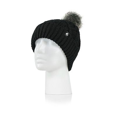 Women's Heat Holders Heatweaver Lined Cable Knit Pom Hat