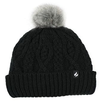 Women's Heat Holders Heatweaver Lined Cable Knit Pom Hat