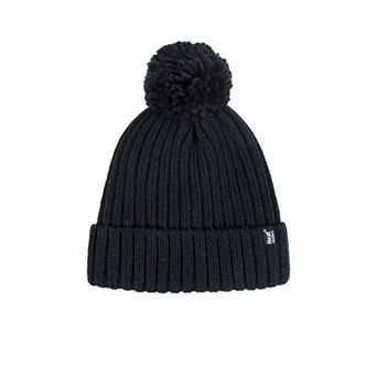 Women's Heat Holders Heatweaver Lined Ribbed Roll Up Pom Hat