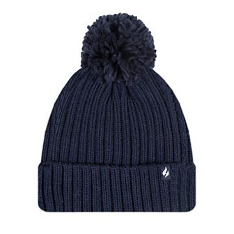 Women's Heat Holders Heatweaver Lined Ribbed Roll Up Pom Hat