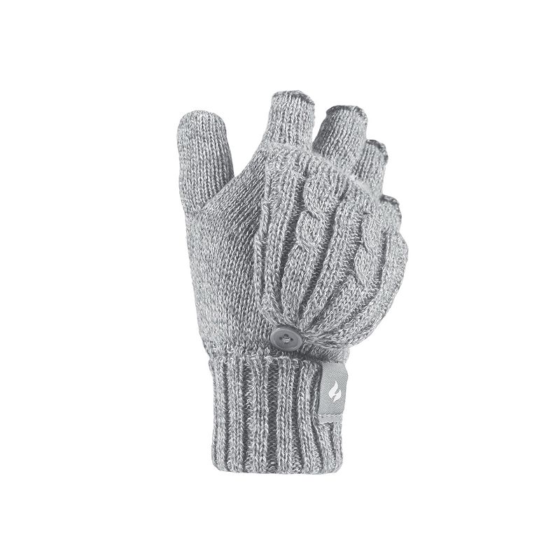 Women's Heat Holders Heatweaver Lined Cable Knit Converter Gloves, Cloud Gray