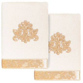 Linum Home Textiles Turkish Cotton May 2 pc Embellished Hand Towel Set