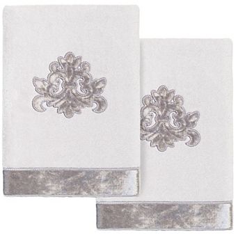 Linum Home Textiles Turkish Cotton May 2 pc Embellished Hand Towel Set