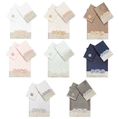 Linum Home Textiles Turkish Cotton Shell Row 3-piece Embellished Absorbent Towel Set