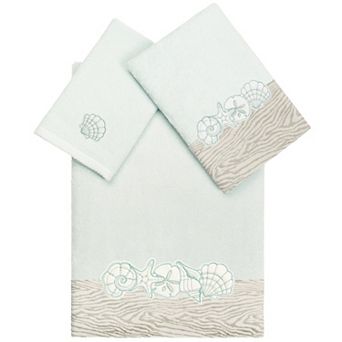 Linum Home Textiles Turkish Cotton Shell Row 3 pc Embellished Absorbent Towel Set