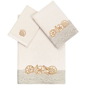 Linum Home Textiles Turkish Cotton Shell Row 3 pc Embellished Absorbent Towel Set