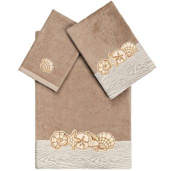 Linum Home Textiles Turkish Cotton Shell Row 3 pc Embellished Absorbent Towel Set