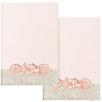 Linum Home Textiles Turkish Cotton Shell Row 2 pc Embellished Bath Towel Set
