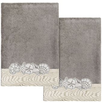Linum Home Textiles Turkish Cotton Shell Row 2 pc Embellished Bath Towel Set