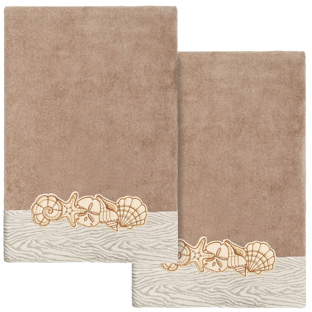 Linum Home Textiles Turkish Cotton Shell Row 2-piece Embellished Bath ...