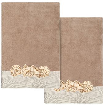 Linum Home Textiles Turkish Cotton Shell Row 2 pc Embellished Bath Towel Set